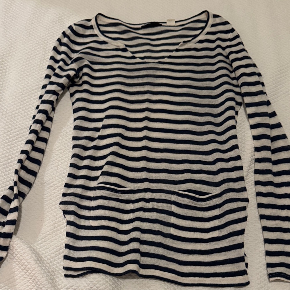 Striped Navy and White Women's Top